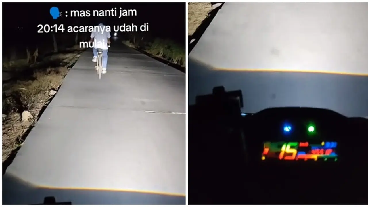 Viral Aksi Pria Beri Penerangan Bapak-Bapak Naik Sepeda di Jalan Gelap, Tuai Pujian