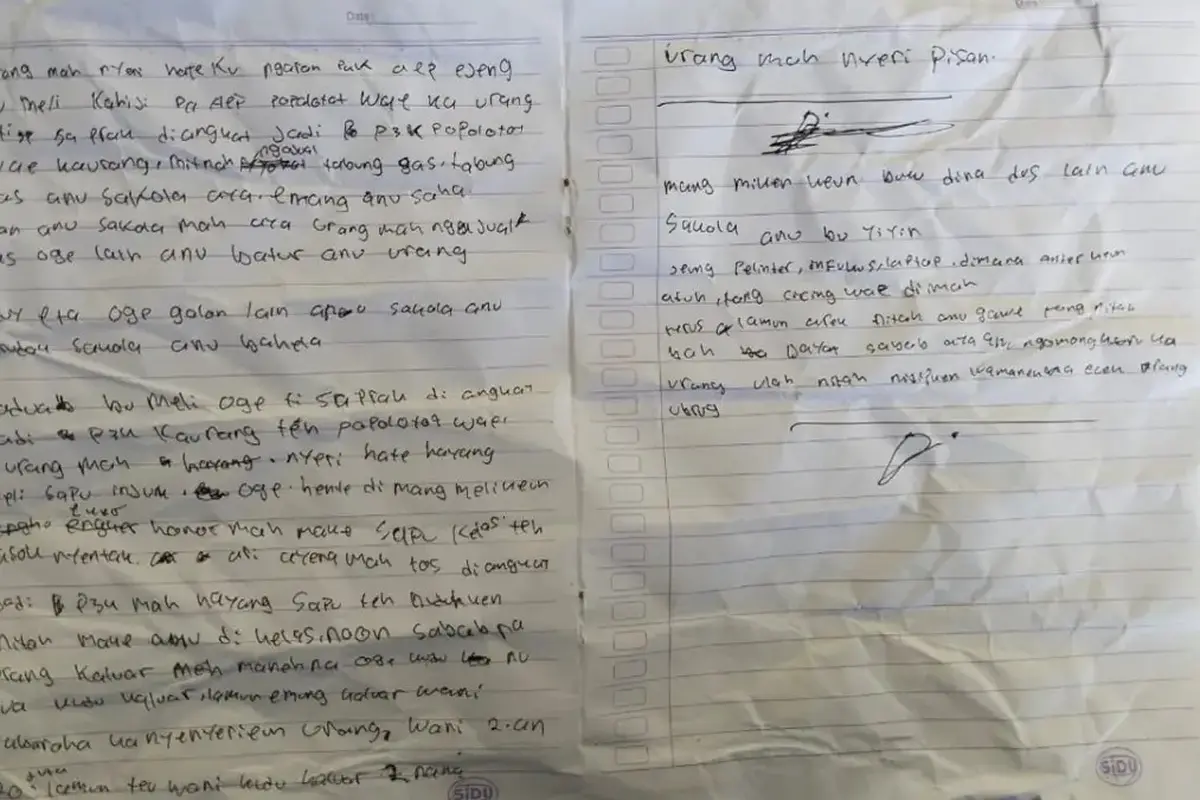 surat wasiat penjaga sekolah bunuh diri