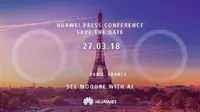 Undangan pengumuman peluncuran smartphone terbaru Huawei di Paris. Diyakini, smartphone terbaru itu adalah lini P20. (Foto: Huawei)