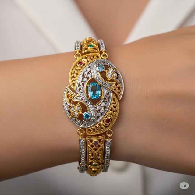 Gelang Etnik Bali dengan Batu Topaz