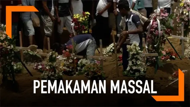 Sri Lanka menggelar pemakaman massal gelombang pertama di Gereja St Sebastian, Negombo. Sebelum pemakaman, momen mengheningkan cipta dilakukan demi menghormati korban akibat bom.