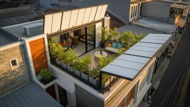Desain Rumah Kecil dengan Rooftop Garden/ Ilustrasi AI