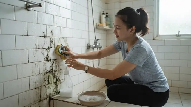 cara menghilangkan jamur di dinding kamar mandi