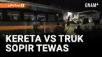 TRUK MUATAN KEDELAI TERTABRAK KERETA API, SOPIR TEWAS