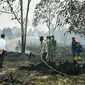 Jokowi melihat proses pemadaman kebakaran lahan di Desa Merbau, Pelalawan,Riau. (Liputan6.com/Istimewa/M Syukur)