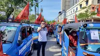Politikus muda PDI Perjuangan, Brando Susanto memimpin kampanye Ganjar-Mahfud dengan menyusuri gang-gang kecil di Jakarta Utara pada Kamis (25/1/2024). (Foto: Istimewa).