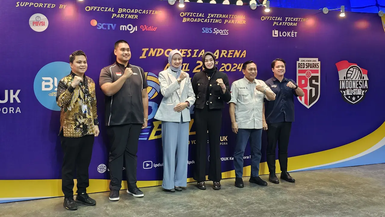 Jumpa pers laga Red Sparks melawan Indonesia All-Star