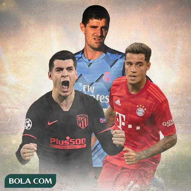 Ilustrasi Pemain - Alvaro Morata, Thibaut Courtois, Philippe Coutinho