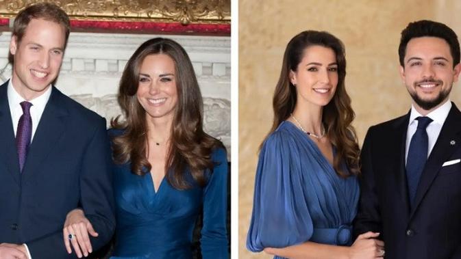 <p>Potret pertunangan pasangan Pangeran Hussein dan Rajwa Khaled serta Pangeran William dan Putri Catherine. (Dok. Ist)</p>