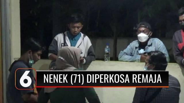 Seorang nenek berusia 71 tahun diantar sejumlah warga untuk melaporkan kasus dugaan pemerkosaan yang dialaminya. Ironis, bahwa terduga pelaku adalah tetangganya, seorang remaja berusia 17 tahun.