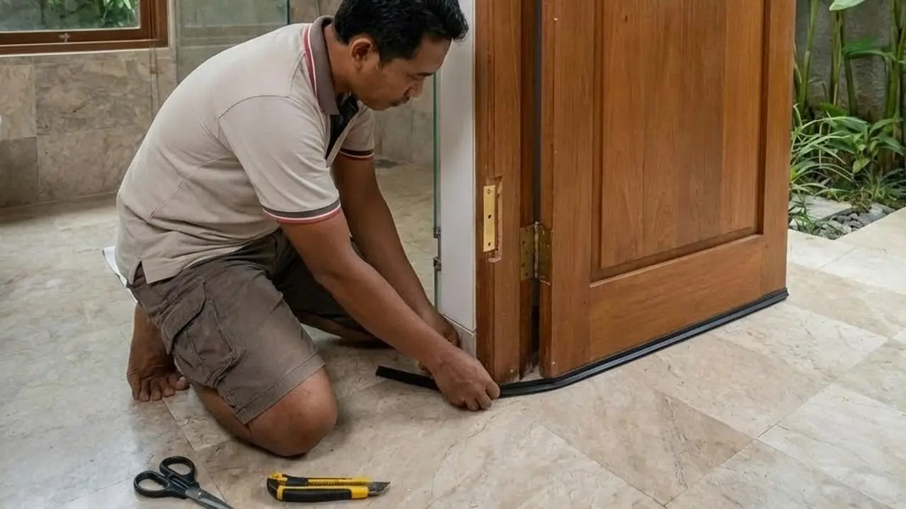 Pemasangan Door Seal atau Karet (Gemini AI)