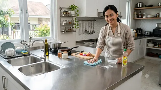 Material Meja Dapur yang Tidak Mudah Kusam, Bikin Tetap Terlihat Baru Model Stainless Steel