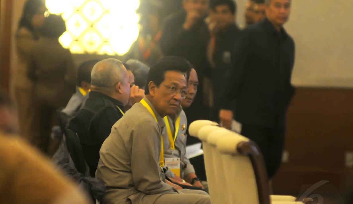 Sri Sultan Hamengku Buwono X (Gubernur daerah istimewa Yogyakarta), tampak hadir di Rakornas V Tim Pengendalian Inflasi Daerah (TPID) 2014. Jakarta, (21/5/14) (Liputan6.com/Herman Zakharia)
