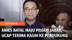 Mantan Gubernur Jakarta, Anies Baswedan dipastikan batal maju dalam pilkada serentak mendatang. Sempat mendapat tawaran maju di Pilgub Jawa Barat dari PDI Perjuangan, Anies akhirnya memutuskan tidak maju pada kontestasi pilkada mendatang.