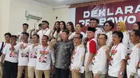 Relawan Jokowi Mania (Joman) mendeklarasikan kelompok relawan pendukung Prabowo bernama Prabowo Mania 08, Minggu (12/3/2023). Deklarasi dihadiri adik Prabowo, Wakil Ketua Dewan Pembina Gerindra Hashim Djojohadikusumo. (Merdeka.com/Ahda Bayhaqi)