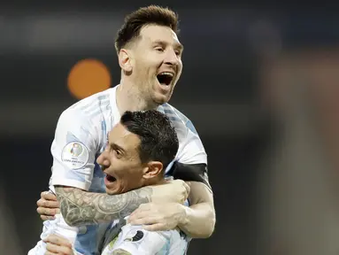 Timnas Argentina akhirnya memastikan satu tempat di semifinal ajang Copa America 2021 usai membungkam Ekuador. (Foto:AP/Andre Penner)