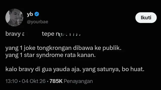 Respon Reza Arap di Akun X nya