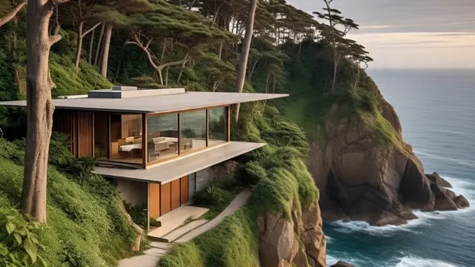 Ilustrasi Desain Rumah Tepi Tebing (Sumber: Meta AI)