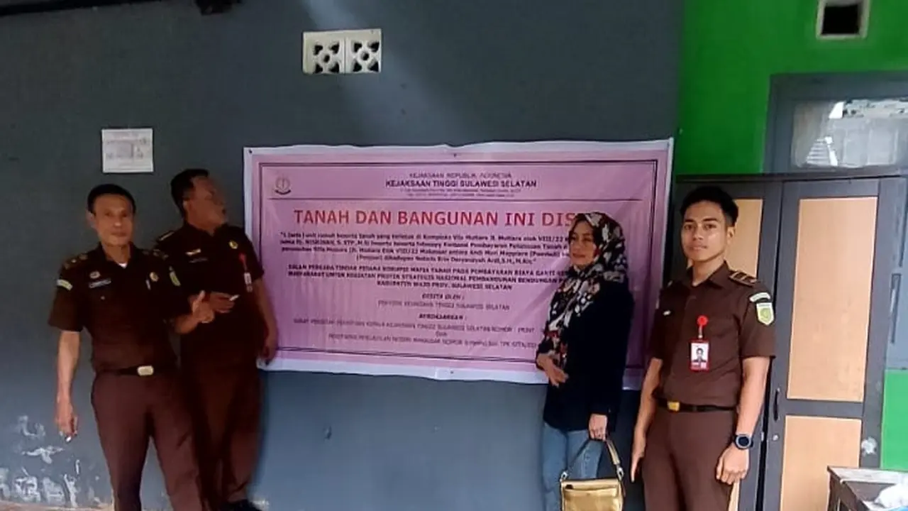 Kejati Sulsel terus melakukan pelacakan aset para tersangka dugaan mafia tanah pembebasan lahan Bendungan Paselloreng di Kabupaten Wajo (Liputan6.com)