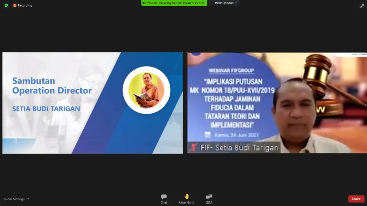 Webinar Antisipasi Tindakan Kekerasan dan Eksekusi Jaminan Fidusia Berlangsung Menarik