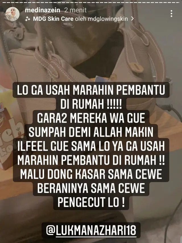 Unggahan Medina Zein. (Foto: Instagram @medinazein)