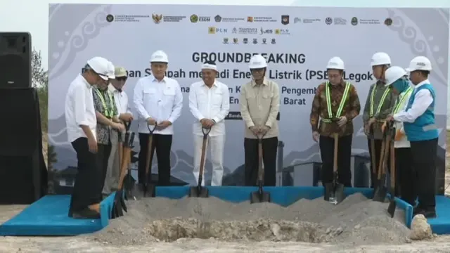 Peletakan batu pertama atau Groundbreaking Proyek PSEL TPPAS Legok Nangka, Bandung, Jawa Barat. (Foto: Liputan6.com/Devira P)