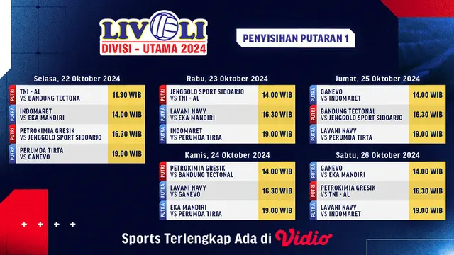 Jadwal Live Streaming Livoli Divisi Utama 2024: Putaran Satu