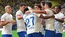 Empat gol yang dicetak Barcelona dicetak oleh empat pemain berbeda. (AP Photo/Alberto Saiz)