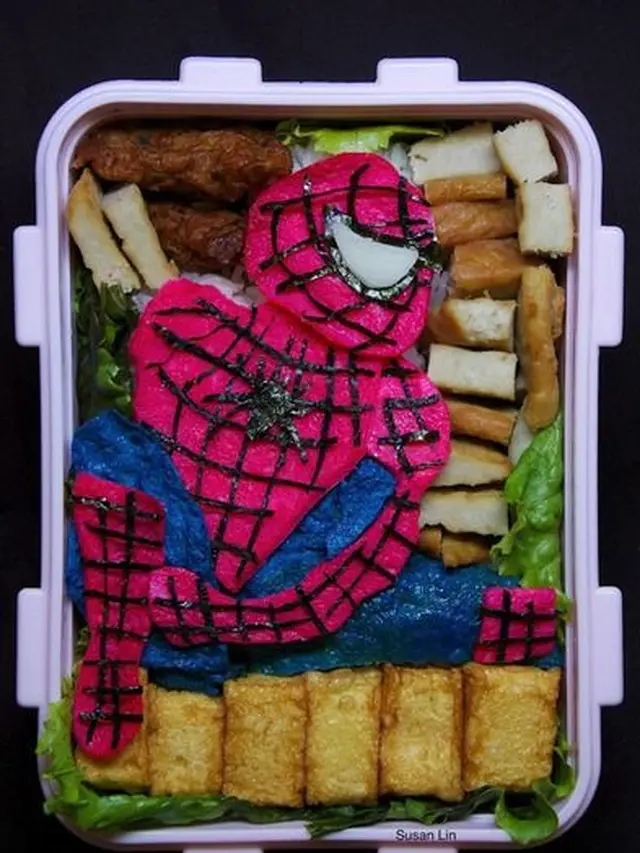 6 Kreasi Bento Bentuk Spider-Man Ini Unik, Sayang untuk Dimakan