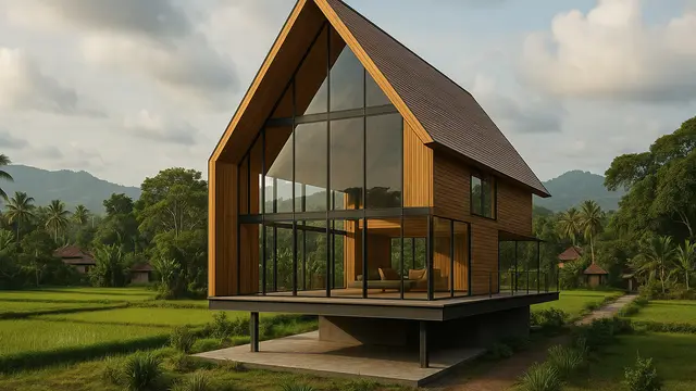 Referensi Desain Rumah Dengan Aksen Kayu/Gambar via AI