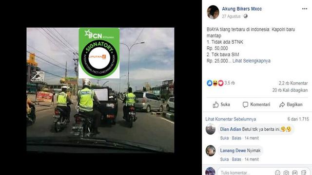 Cek Fakta Hoaks Daftar Biaya Tilang Terbaru Cek Fakta Liputan6 Com