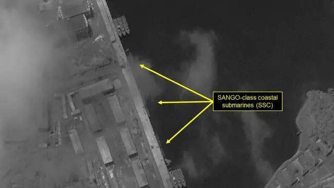 Pencitraan satelit yang menunjukkan galangan kapal selam Korea Utara (38 North/US - Korea Institute John Hopkins University)
