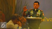 Panglima TNI Gatot Nurmantyo memberi sambutan dihadapan para peserta saat Rapat Pimpinan Nasional (Rapimnas) Ditjen Pajak di Gedung Ditjen Pajak, Jakarta, Senin (7/11). (Liputan6.com/Angga Yuniar)