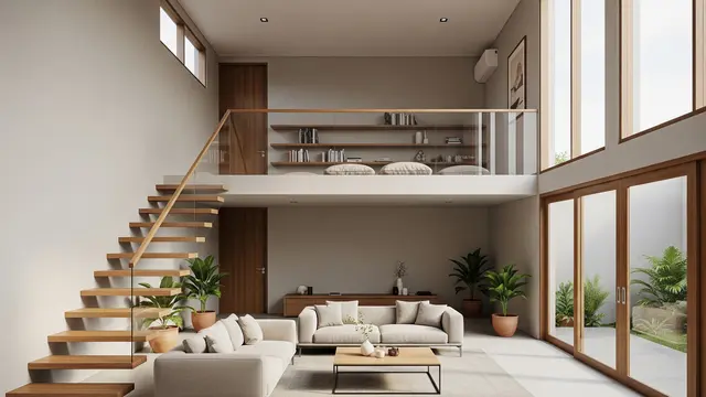 Interior Rumah Minimalis dengan Mezzanine yang Estetik dan Nyaman dengan Ruang Keluarga