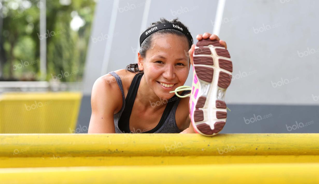 Arsyi Sabihisma saat ini bergabung bersama tim JEC (Jakarta Eye Center) yang mengikuti perlombaan triathlon. (Bola.com/Nicklas Hanoatubun)