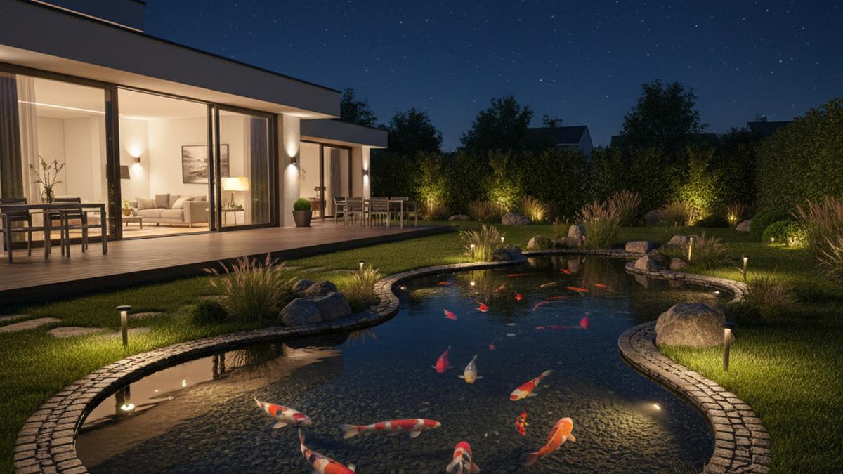 7 Model Kolam Ikan Hias Minimalis dengan Lampu LED Elegan, Percantik Halaman Rumah Modern 2025