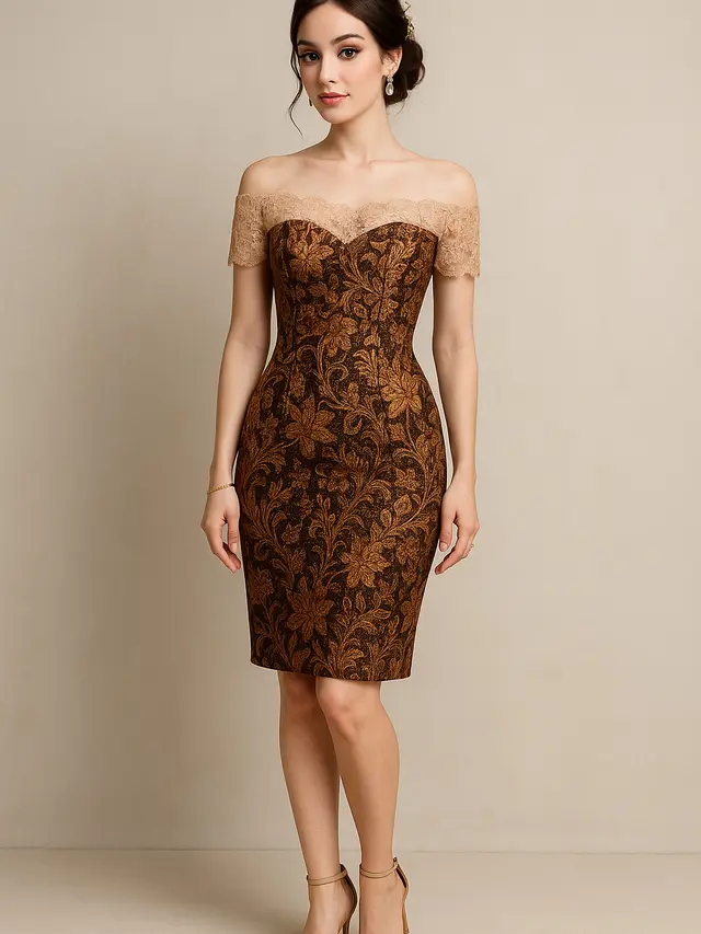 Model Dress Batik Brokat Off Shoulder