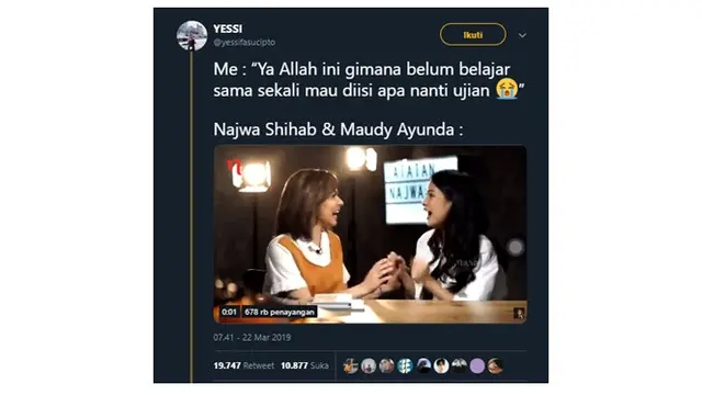 Komentar Maudy (Sumber: twitter/yessifasucipto)
