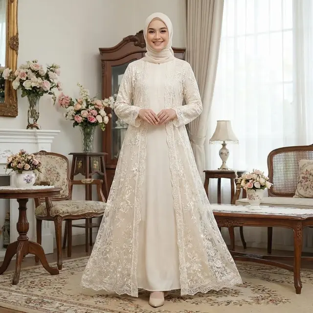 Gamis Luaran (Outer) Brokat Panjang (Gemini AI)