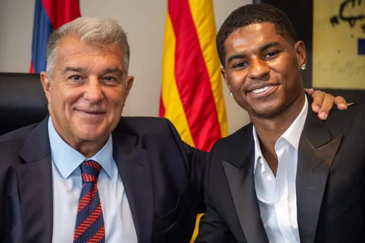 Joan Laporta dan Marcus Rashford