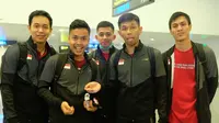 Para pebulutangkis Indonesia yang akan berlaga di Piala Sudirman 2019 sudah bertolak dan tiba di Nanning, China, Rabu (15/5/2019). (PBSI)