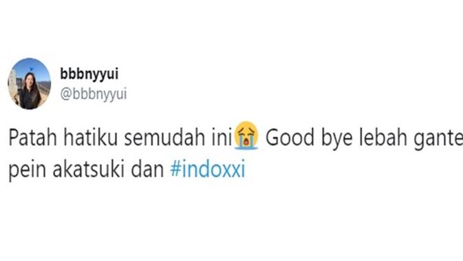 Reaksi netizen IndoXXI (Sumber: Twitter/bbbnyyui)