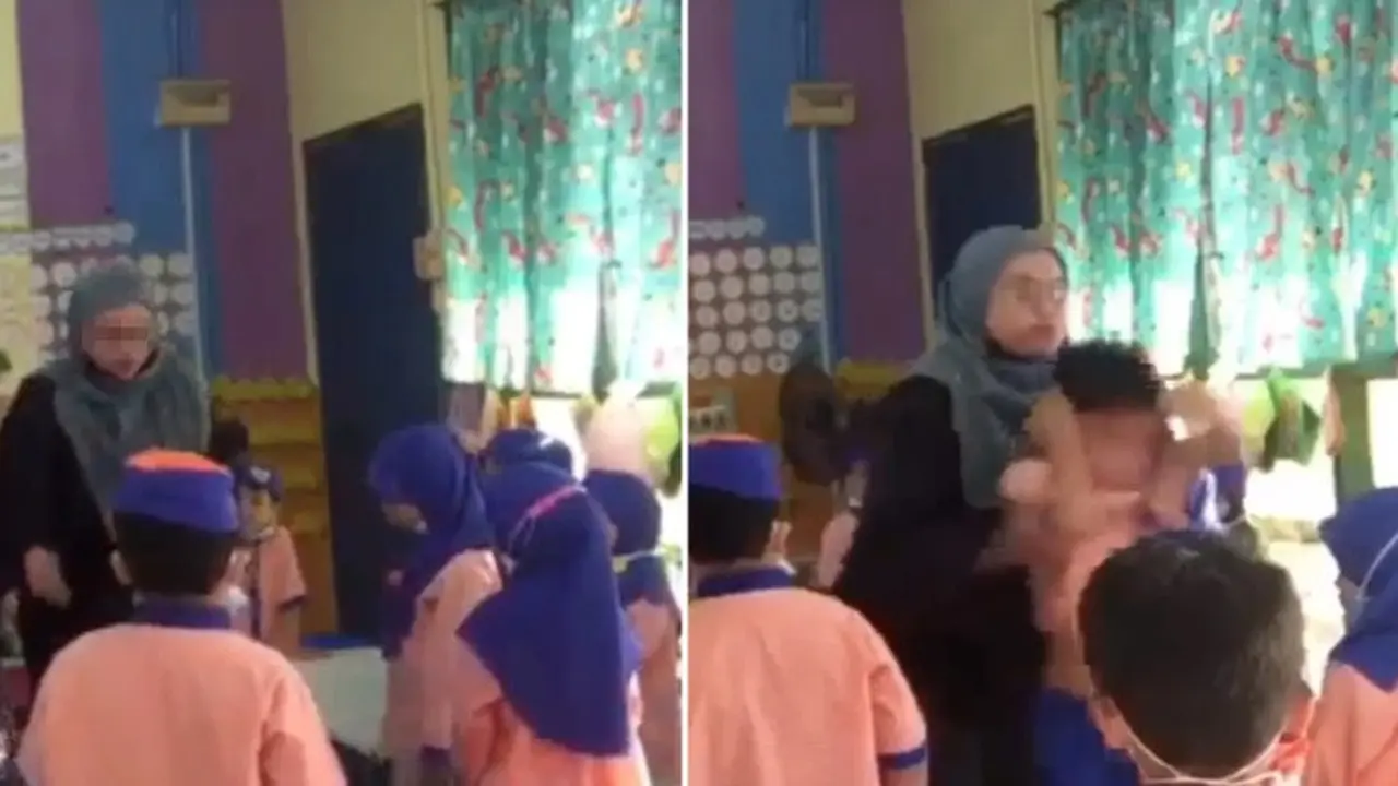viral video guru lempar murid
