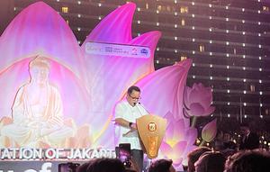 Wakil Gubernur (Wagub) DKI Jakarta Rano Karno saat menghadiri rangkaian acara “Illumination of Jakarta: Glow of Peace” di kawasan Bundaran HI, Jakarta Pusat, Jumat (29/5/2026) (Liputan6.com/Winda Nelfira)