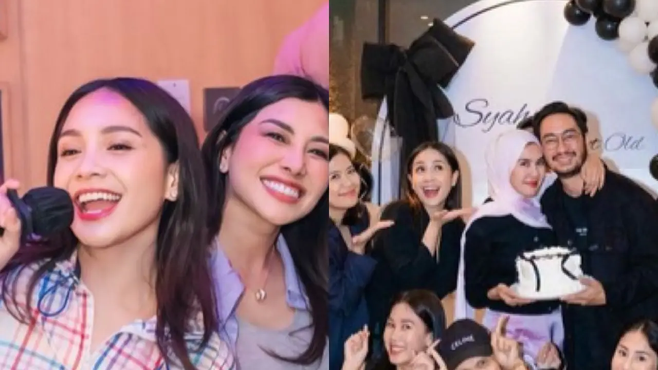 Tampilan Nagita Slavina saat Memberikan Kejutan Ulang Tahun Nisya Ahmad dan Syahnaz Sadiqah