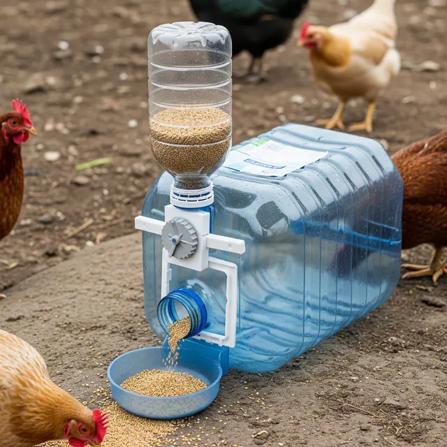 Tempat Pakan Ayam Otomatis dari Galon Bekas (Gemini AI)