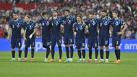 Timnas Kroasia gagal menjuarai UEFA Nations League 2023, setelah takluk dari Spanyol lewat drama adu penalti dengan skor 4-5 (0-0) di Stadion Feijenoord, Rotterdam, Senin (19/6/2023) dini hari WIB. (AFP/KENZO TRIBOUILLARD)