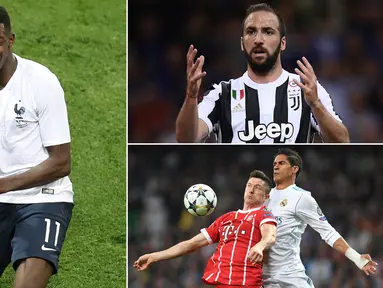 Kabar transfer pada Selasa (31/7/2018), diwarnai keinginan Liverpool mendatangkan winger Barcelona, Ousmane Dembele. Sementara itu dari Serie A, Gonzalo Higuain disebut akan merapat ke AC Milan. (Kolase foto-foto dari AFP)