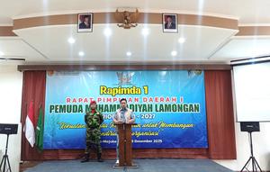 Wakil Menteri Transmigrasi (Wamentrans) RI Viva Yoga Mauladi saat mengikuti Rapat Pimpinan Daerah 1 Pemuda Muhammadiyah Lamongan Periode 2023–2027 di Trawas, Mojokerto, Jawa Timur. (Istimewa)