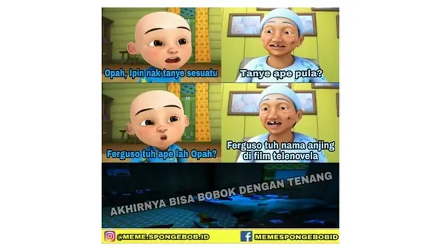 Meme Kocak Upin dan Ipin Bersama Opah Ini Bikin Senyum Kecut